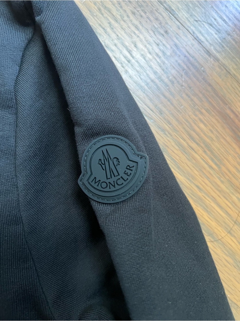 Moncler Black Rubber Logo Sleeve Sweatshirt